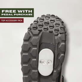 REMplate Pro installed on an MTB shoe with Free With Pedal Purchase badge.